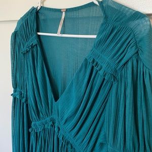 Beautiful teal free people blouse- NEVER WORN!!